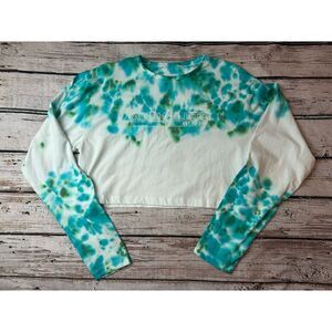 ALPHALETE Women's Long Sleeve‎ Crop  MEDIUM Lifestyle Fit Tie Dye Blue Green